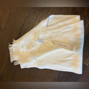 Calvin Klein Woman's White Acrylic Scarf 72" x 13" NWT